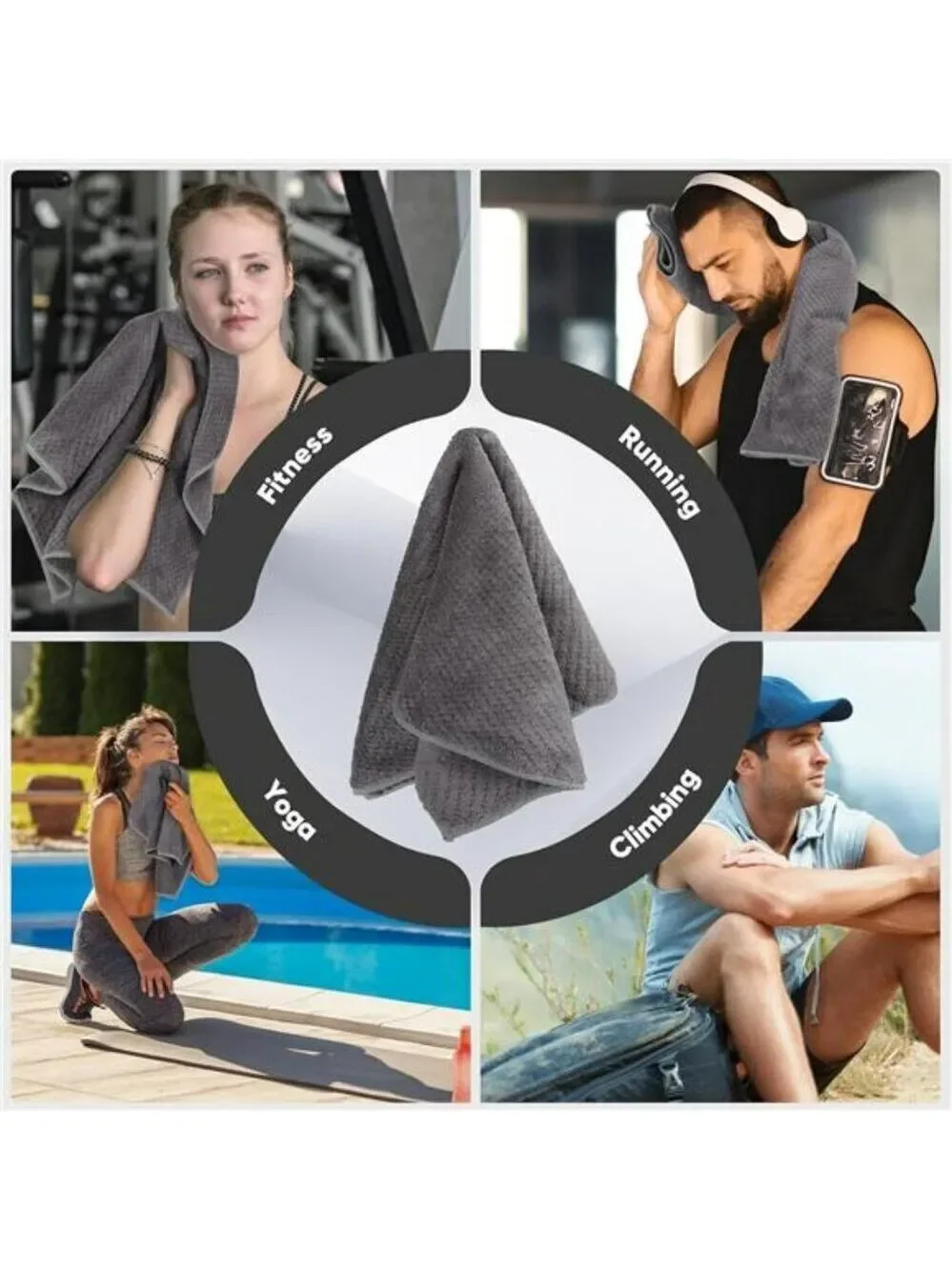Microfiber Gym Towels 3 Pack Quick Dry Soft Absorbent Workout Yoga Spa Fitness